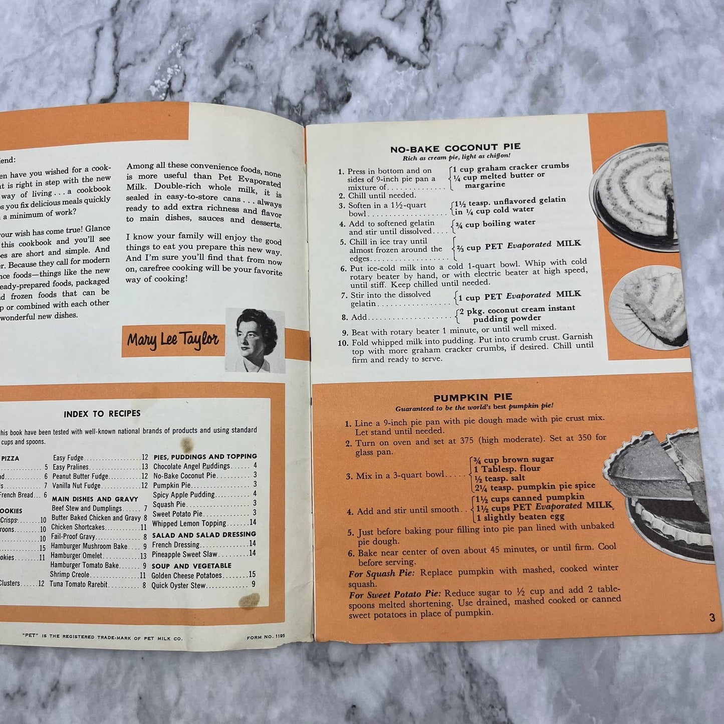 1948 Carefree Cooking Pet Milk Mary Lee Taylor Recipe Cook Book Booklet TJ4