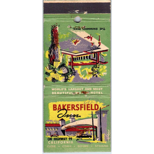 Bakersfield Inn Hwy 99 California Advertising Matchbook Cover SA1-M10