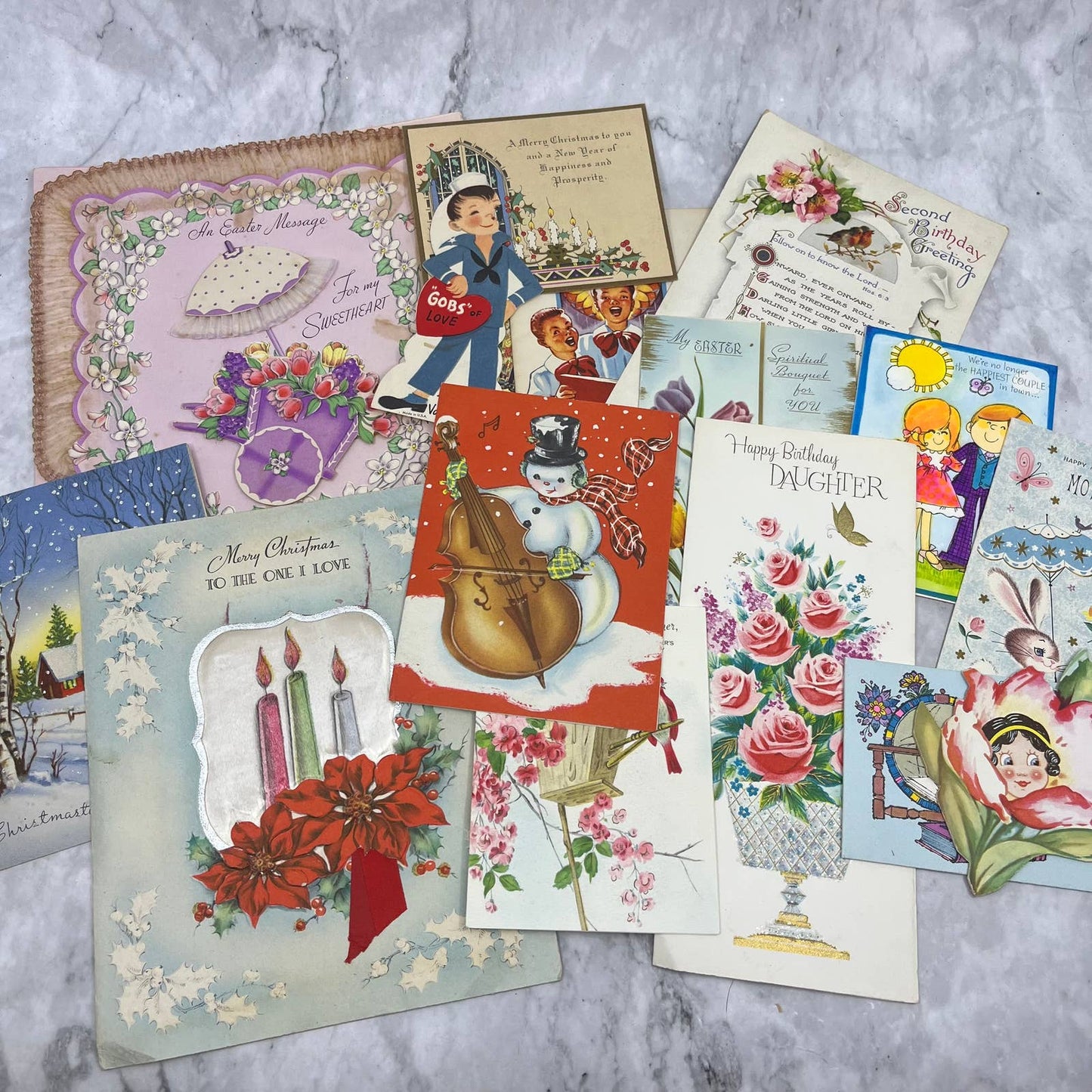 Huge Lot of Vintage Greeting Cards Christmas Easter Birthday and More TJ8