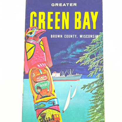 1960s Green Bay Wisconsin Travel Brochure & Fold Out Poster J. Perrigoue AB8