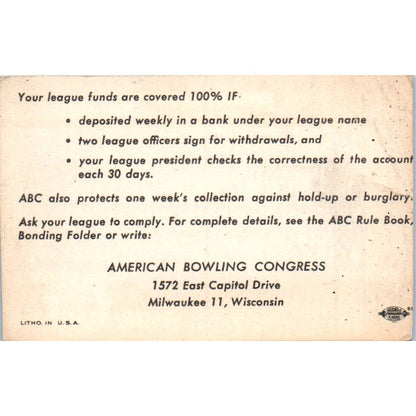 1958 American Bowling Congress Milwaukee Membership Card Railway Express SE5-53