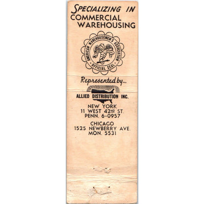 Commercial Warehousing American Warehousemans Assn Advertising Matchbook MM9-1