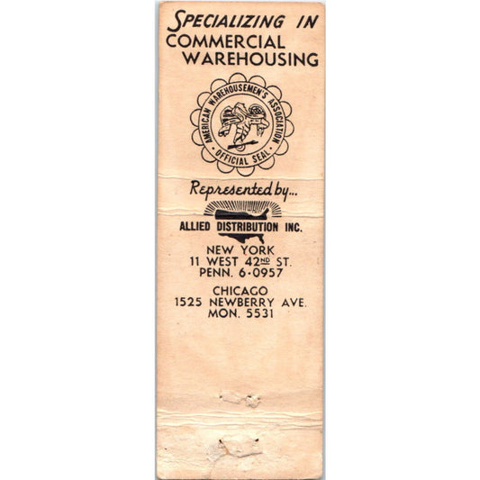 Commercial Warehousing American Warehousemans Assn Advertising Matchbook MM9-1