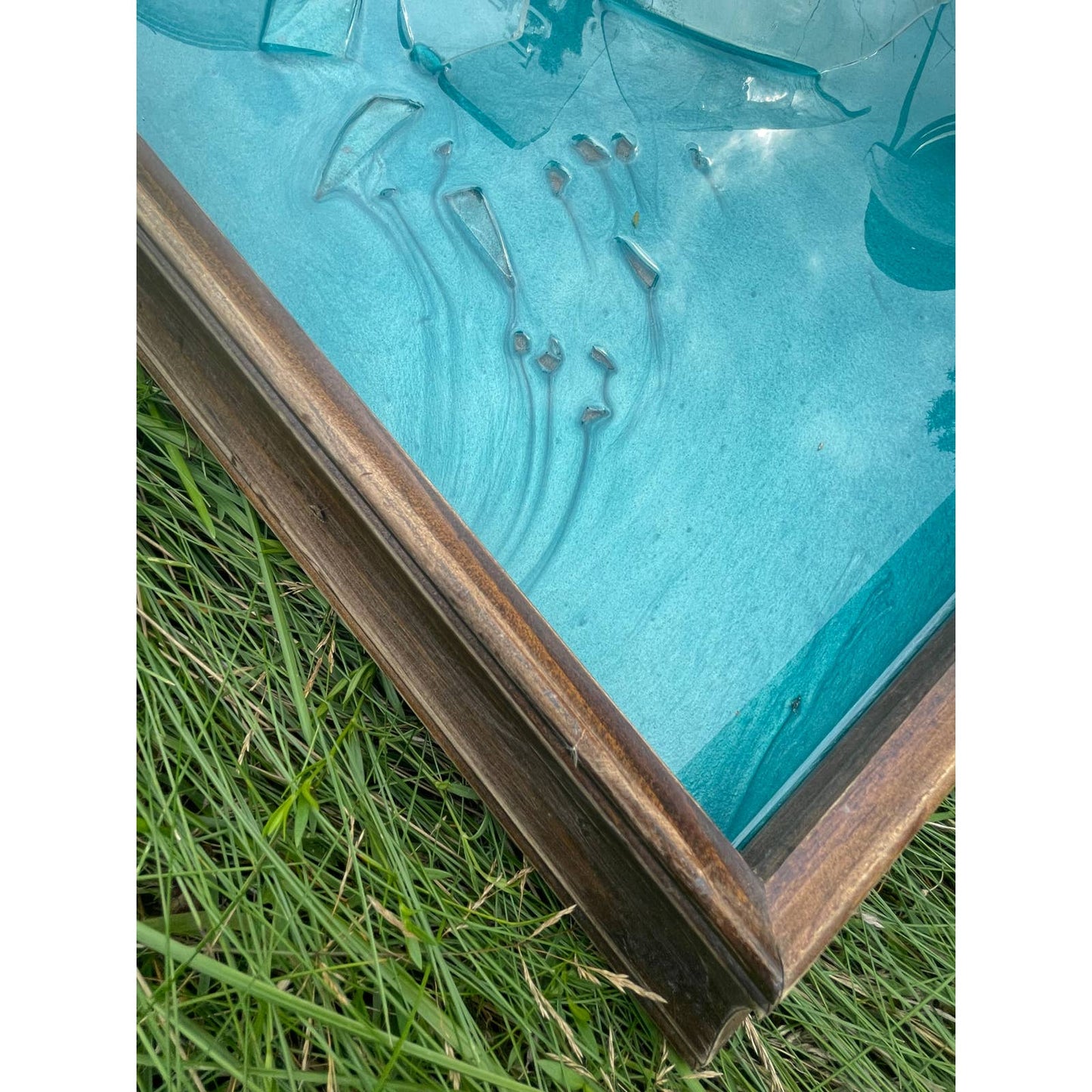 Original Framed Mixed Media Epoxy Art Shattered Ball Jar 16x20 With COA