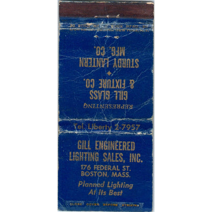 Gill Glass & Fixture Co Sturdy Lantern Boston Advertising Matchbook Cover SA1-M7