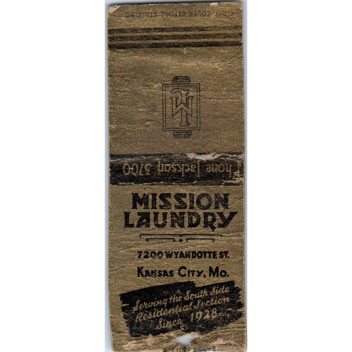 Mission Laundry Kansas City MO Advertising Matchbook Cover SA9-M2