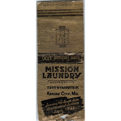 Mission Laundry Kansas City MO Advertising Matchbook Cover SA9-M2