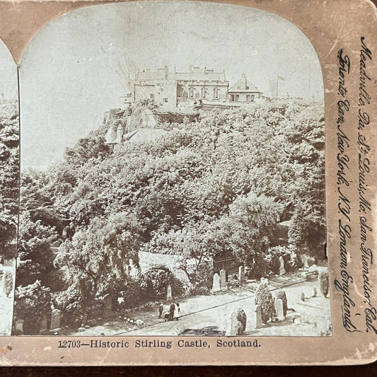 Historic Sterling Castle Scotland 1902 Antique Stereoview Card TJ9-V3