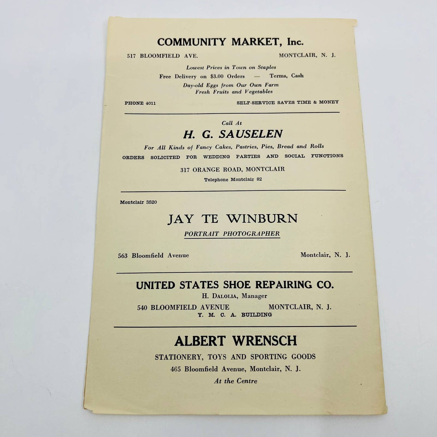 1921 South Presbyterian Church Montclair New Jersey Concert Program D6