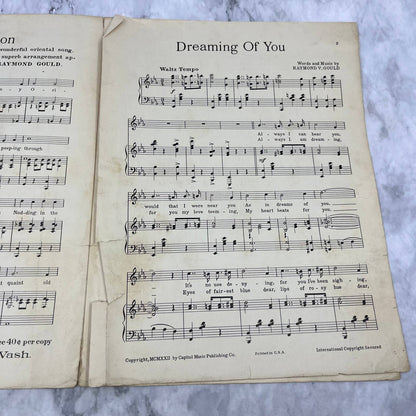 1922 Sheet Music Dreaming of You Raymond V. Gould TH5
