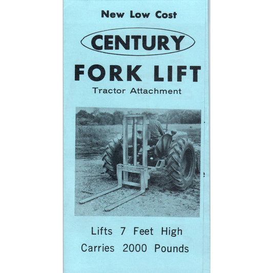 Vintage Fold Out Brochure Century Fork Lift Tractor Attachment SE5