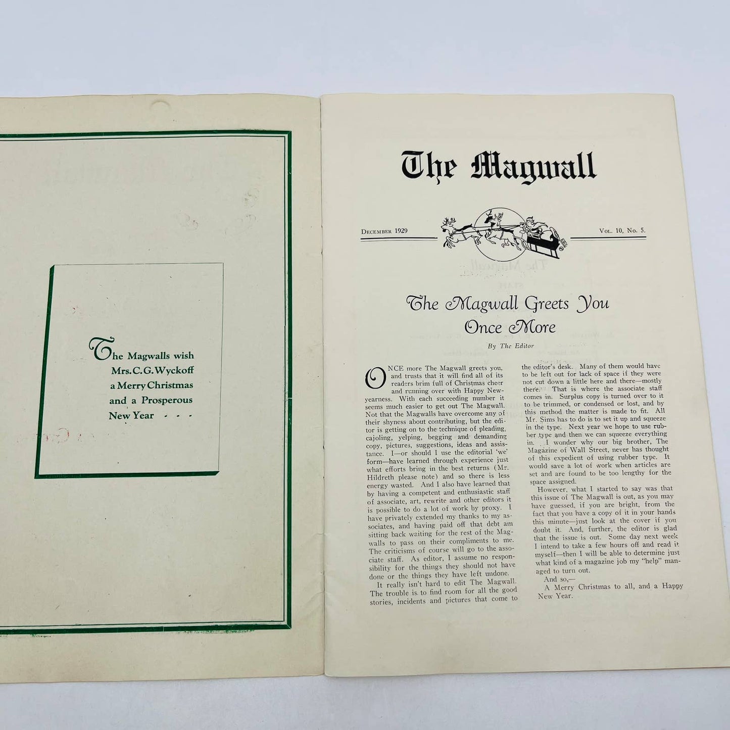 1929 December -  The Magwall Newsletter Christmas Margaret Kennedy New York TD6