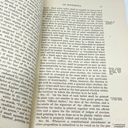 Original 1898 General Election Law of Minnesota Book TF7