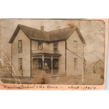 c1920 RPPC Postcard Grandma Earhart and Her House Merkle Indiana SF2