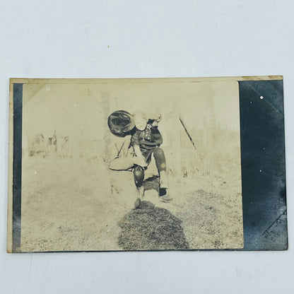 Early 1900s RPPC Portrait Father and Son Outdoors PA9