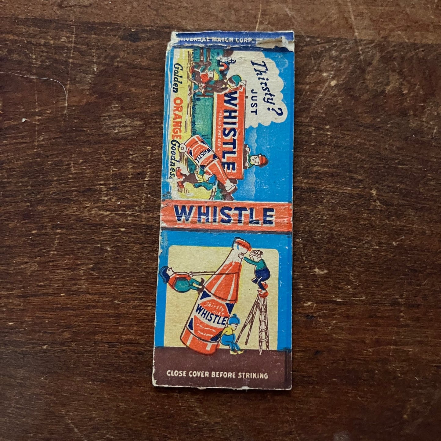 Whistle Orange Soda Pop Advertising Matchbook Cover SA9-M13