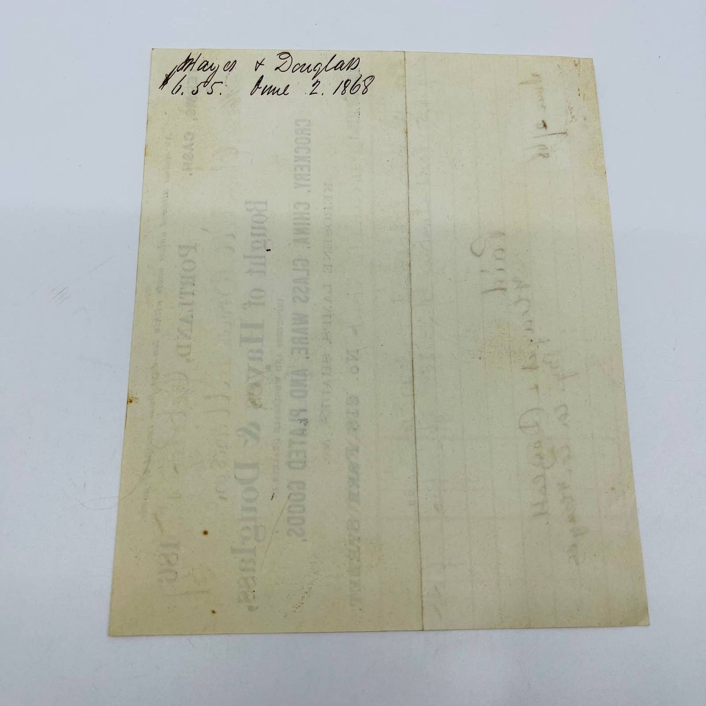 1867 Hayes & Douglass Dry Goods Portland ME Billhead Letterhead Receipt AA4