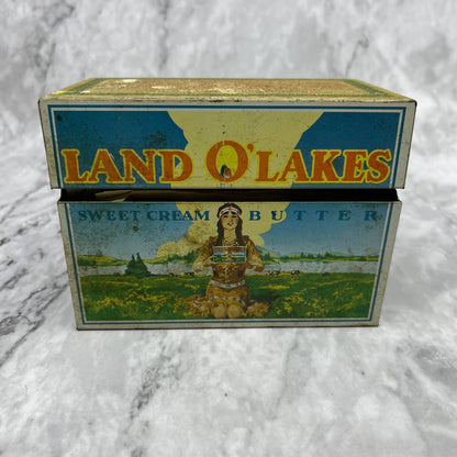 Vintage Land O' Lakes Metal 3x5 Recipe Box Original With Handwritten Recipes TJ4