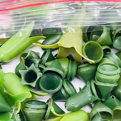 Huge Lot Vintage 1950s -70s Craft Artificial Green Plastic Flower Calyx Cups TB6