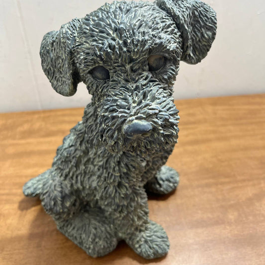 Vintage Large Cast Resin Poodle Puppy Statue Dog Sculpture Figurine 9” TA5