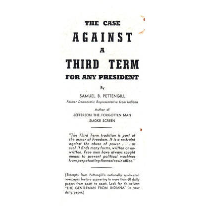 Vtg Political Tract The Case Against 3rd Term for Any President Pettengill SF3-5