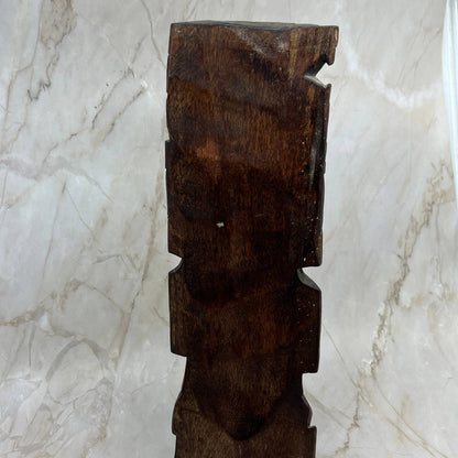 Hand Carved Hand Painted Wooden Aztec Mayan Totem Pole Sculpture 14” TI7
