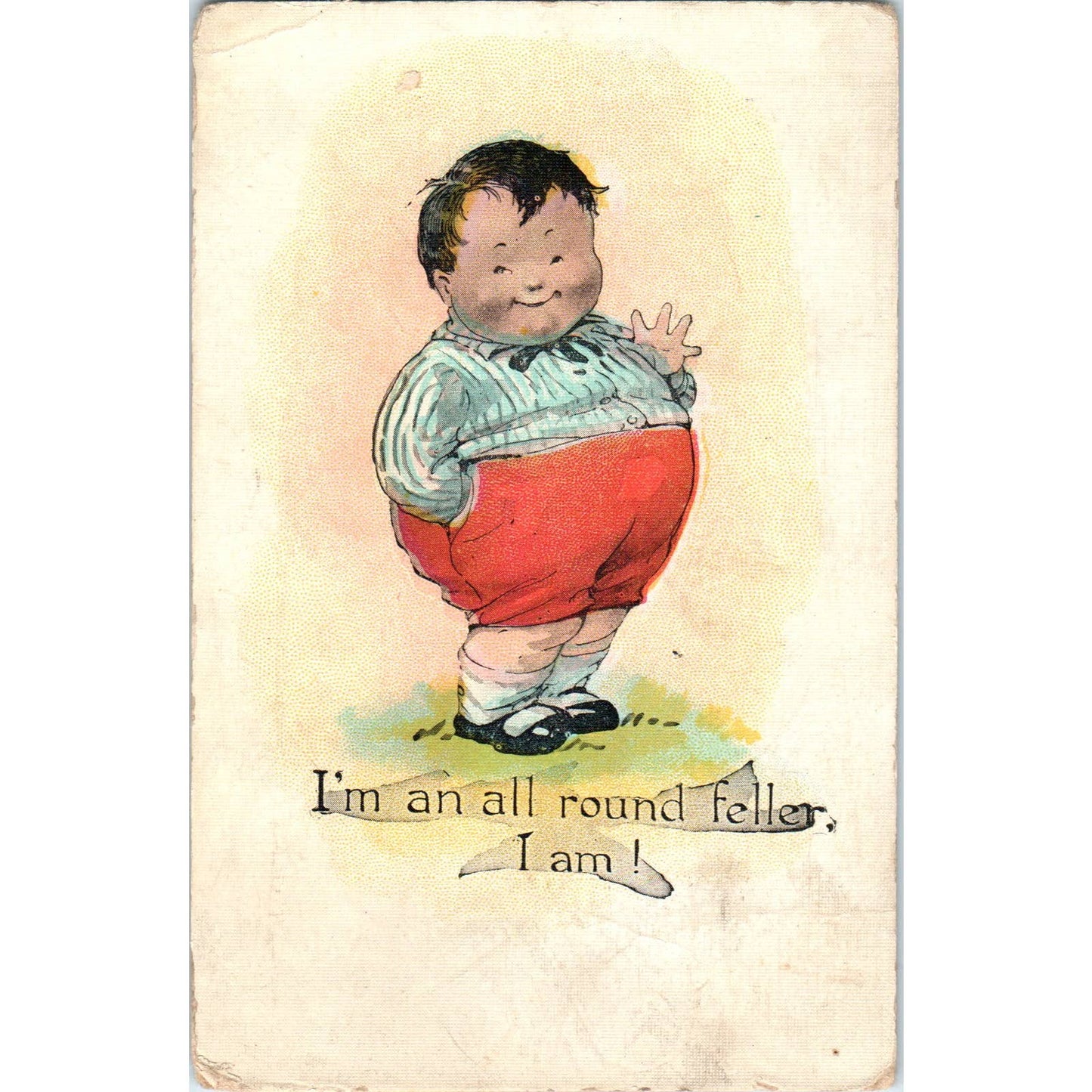 Valentine Greeting I'm An All Round Feller Fat Boy Original Postcard TK1-22