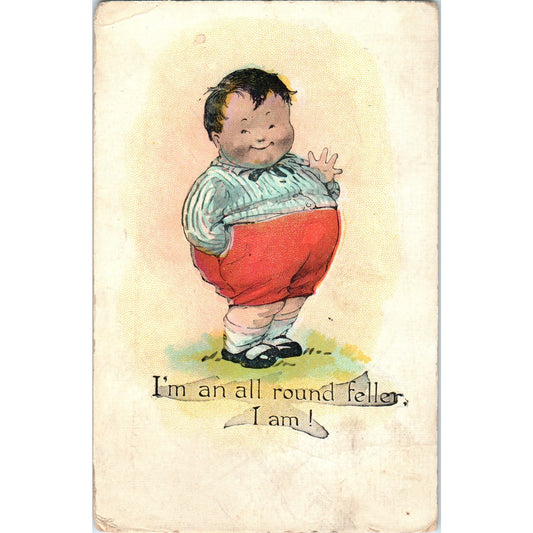 Valentine Greeting I'm An All Round Feller Fat Boy Original Postcard P1-14