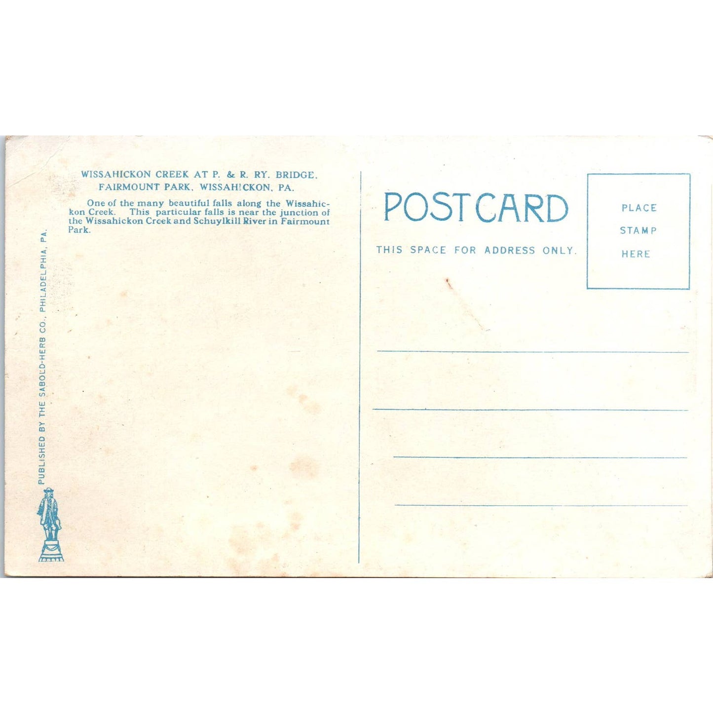 Vintage Postcard Wissahickon Creek at P & R Ry. Bridge Fairmount Park TI1-1