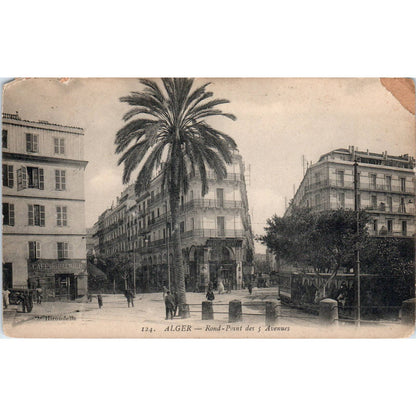 Alger - Rond-Point Des 5 Avenues Original Postcard TJ9-P2