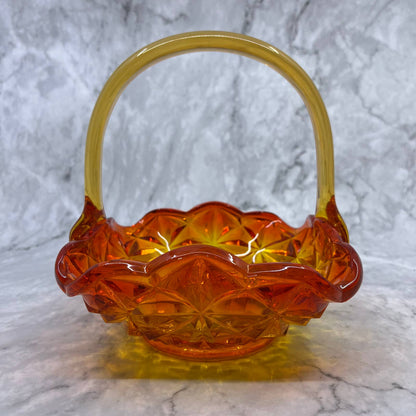 Vintage Tiara Glass Amberina Basket Candy Dish Stunning Indiana Glass Glows TB4