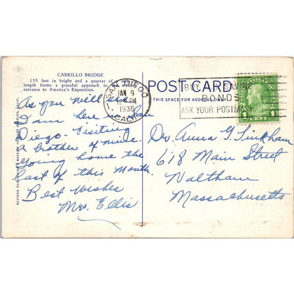 Puente Cabrillo Cactus Garden Americas Exposition San Diego 1936 Postcard TJ9-P1
