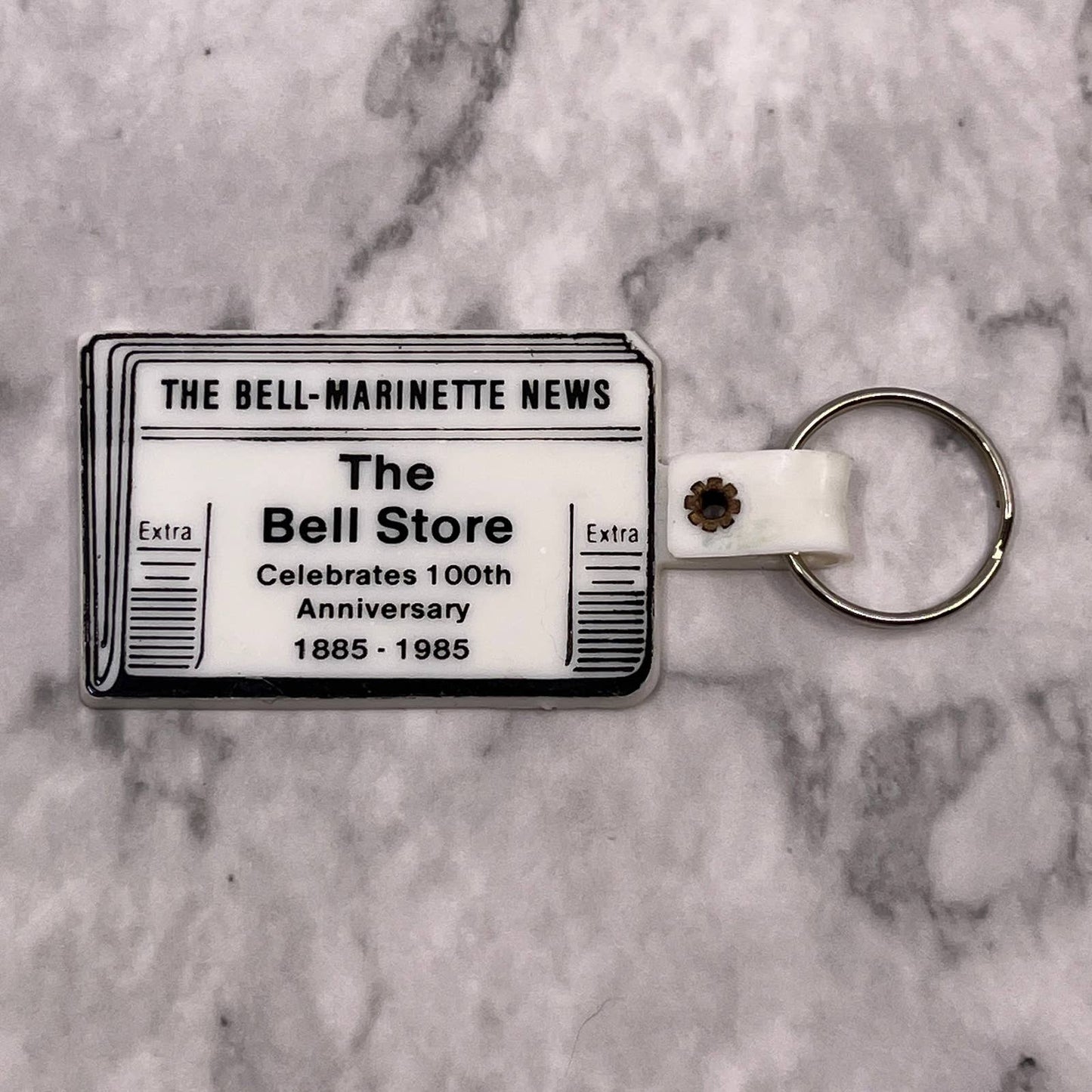 1985 Keychain Bell Store 100th Anniversary Bell-Marinette News Advertising SA2