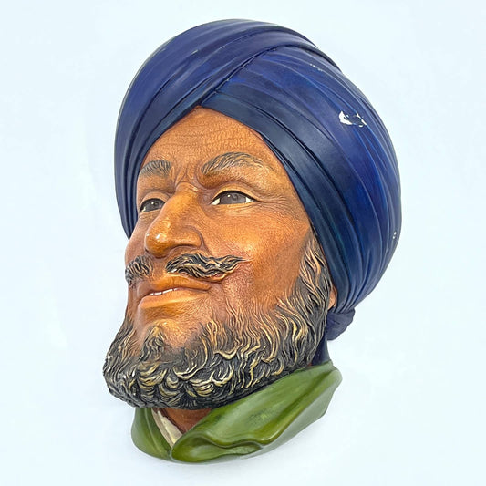 Vintage 1966 Bossons Hand Painted Chalkware "SIKH" Head Made in England TC8