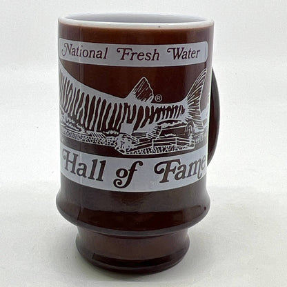 Vtg Milk Glass National Fresh Water Fishing Hall Of Fame Mug Cup Hayward WI TI3