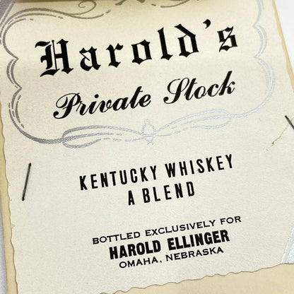 Harold’s Whiskey Label Set of 2 Harold Ellinger Omaha Nebraska