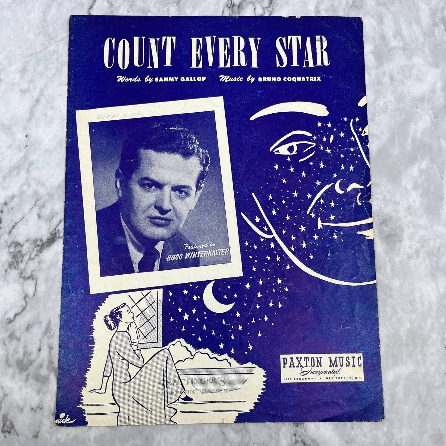 Vintage 1950 Count Every Star Paxton Music Sammy Gallop Bruno Sheet Music TH5