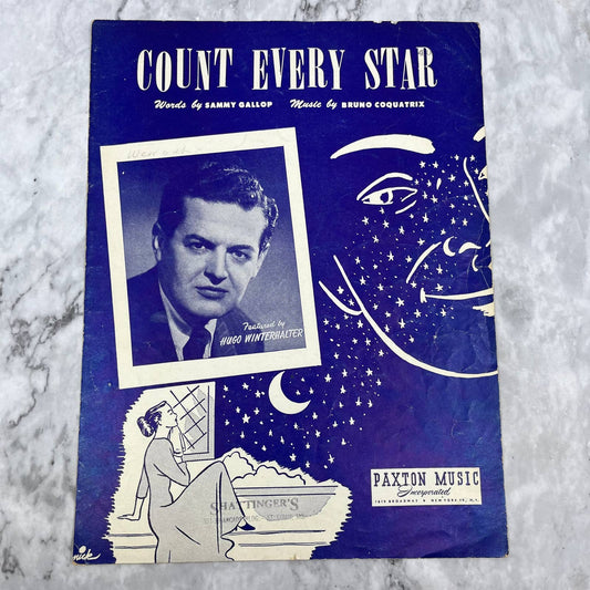Vintage 1950 Count Every Star Paxton Music Sammy Gallop Bruno Sheet Music TH5