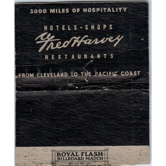 Fred Harvey Hotels-Shops Restaurants Wide Advertising Matchbook Cover SA9-M7