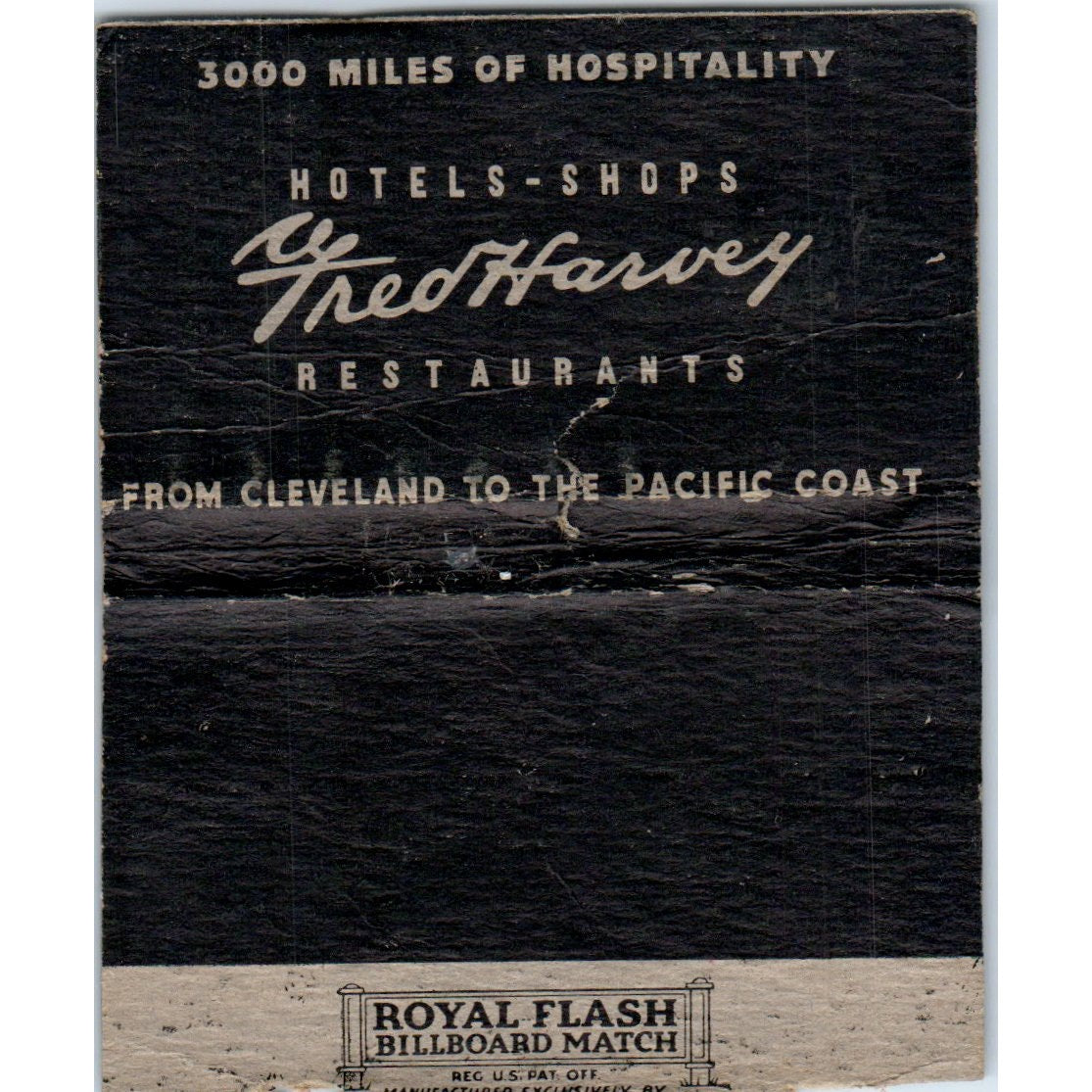 Fred Harvey Hotels-Shops Restaurants Wide Advertising Matchbook Cover SA6-M7