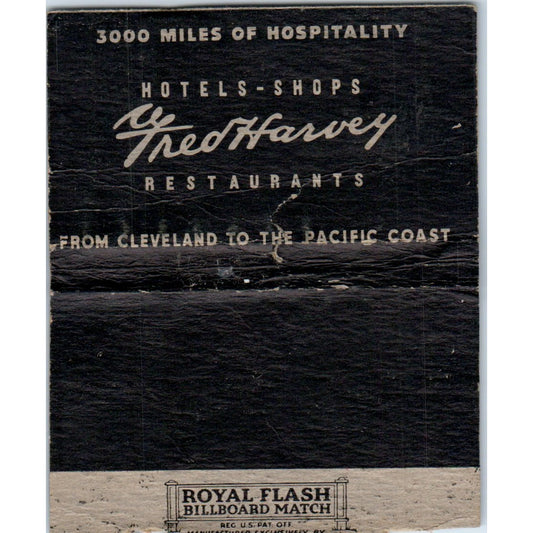 Fred Harvey Hotels-Shops Restaurants Wide Advertising Matchbook Cover SA6-M7