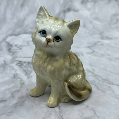 Vintage MCM Hand Painted Tabby Kitty Cat Bone China Figurine 3.5” SE1