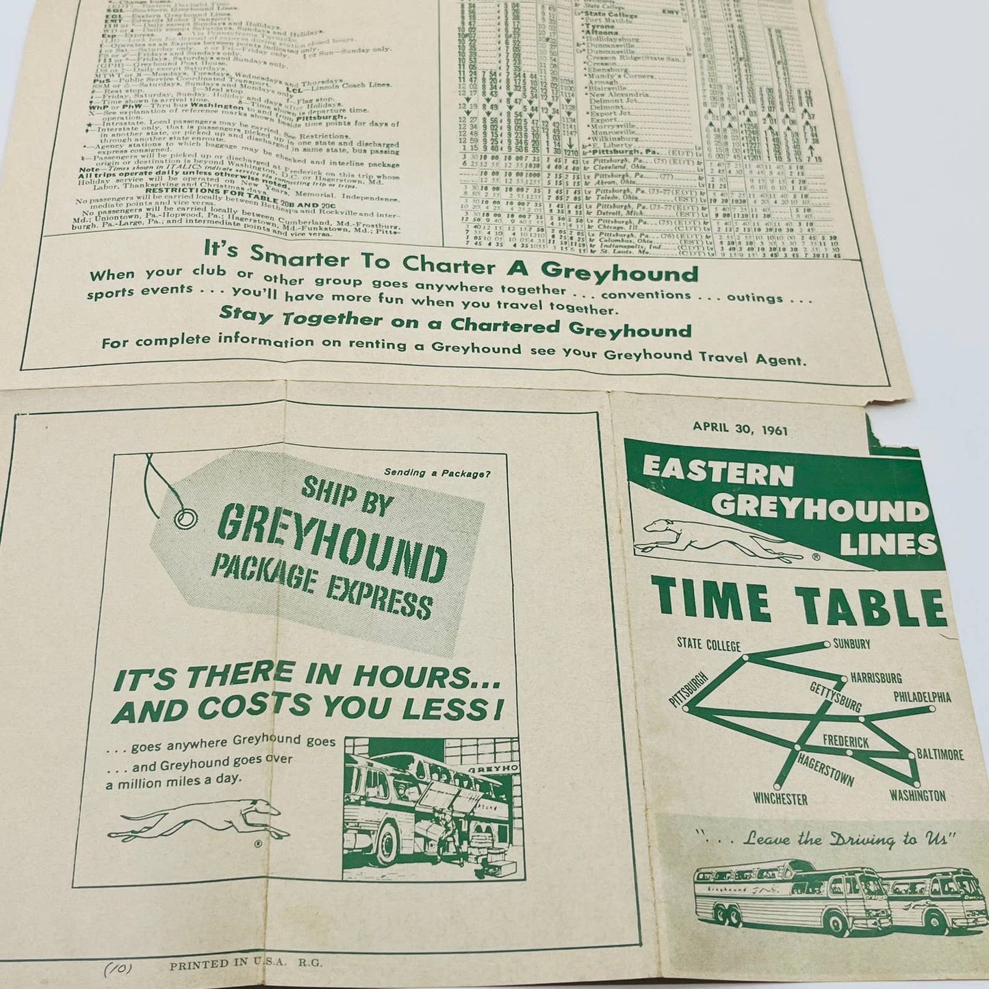 1961 Eastern Greyhound Lines Bus Time Table Baltimore Pittsburgh New York SC2