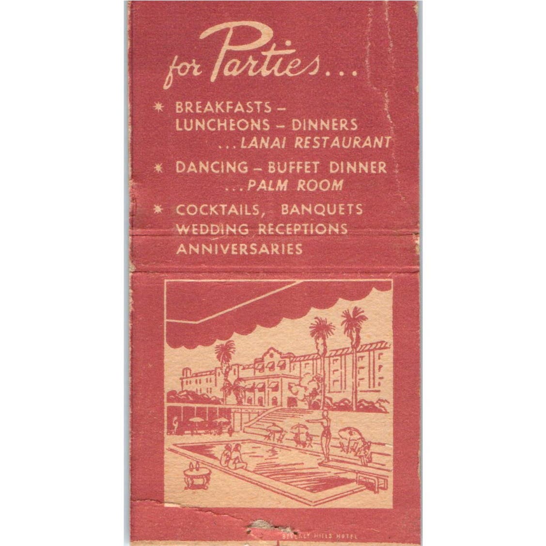 Beverly Hills Hotel Polo Lounge California Advertising Matchbook Cover SA9-M4