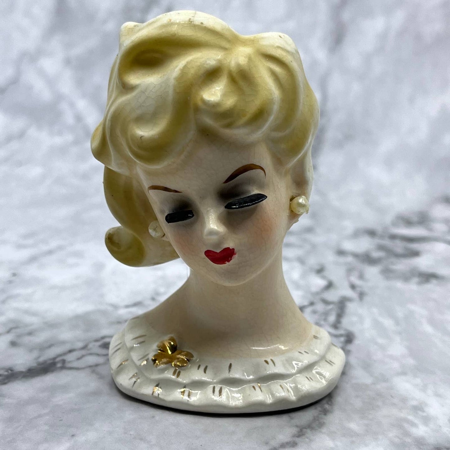 Vintage National Potteries Co Cleveland Japan 3.5” Mini Lady Head Vase TJ6