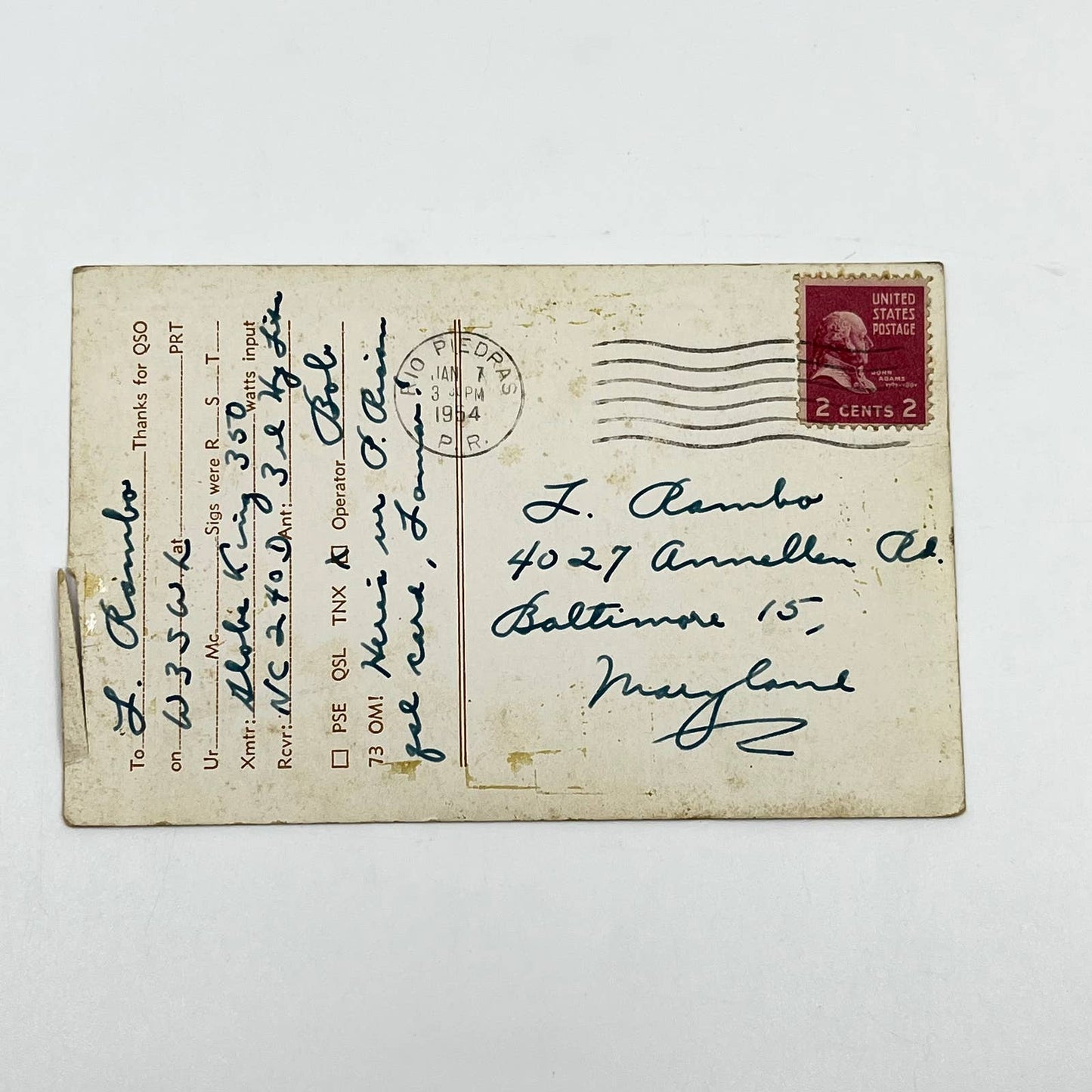 1954 QSL Radio Card KP4NY Colegio San Jose Radio Club Puerto Rico SC6