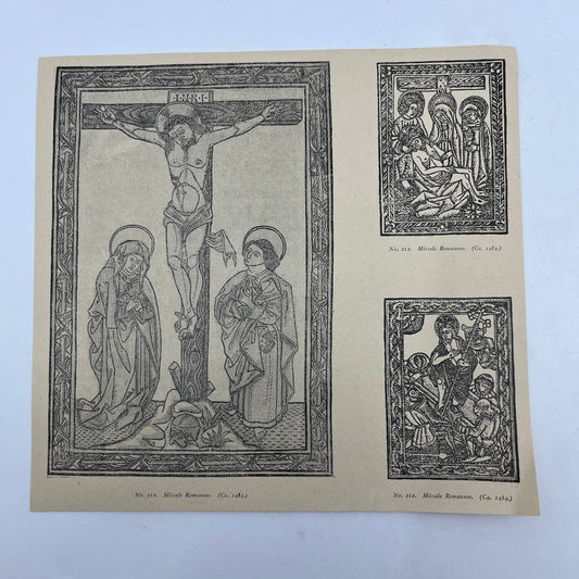 Original 1892 Ludwig Rosenthal Engraving Christ on the Cross Roman Missals AC8