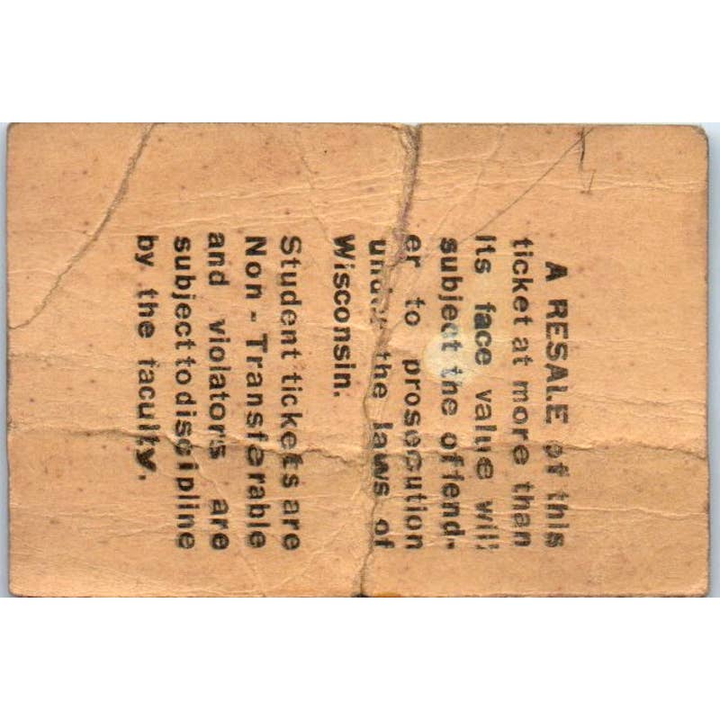 1940 College Football Ticket Stub Minnesota Vs. Wisconsin SE5