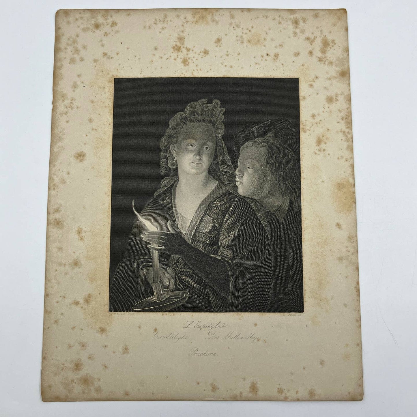 1864 Original Steel Art Engraving - Candlelight G. Schalken 8.5x11" AC3