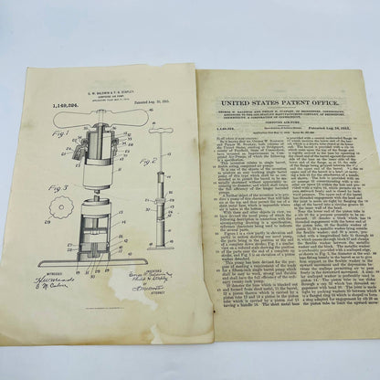 1915 US Patent Compound Air Pump Baldwin & Stapley Diagram and Document D1